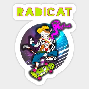 Radicat: cool cat skating Sticker